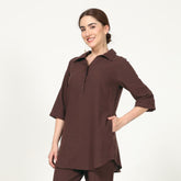 Skipper Collar Tunic Set Of 2 - Tunic & Pants - Coffee Brown